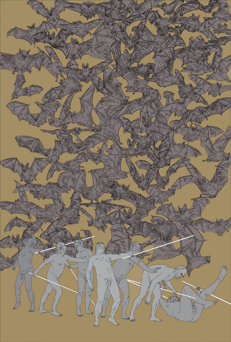 Ślepcy; 2013; techn. mieszana, płótno; 206x140 cm.