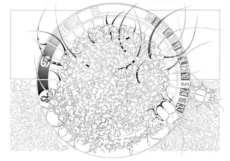 Mandala; ołówek, brystol; 70x100